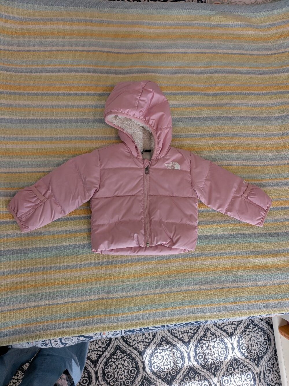 ⭐ The North Face Baby Size 0-3M Pink 600-Fill North Down Fleece Lined Hooded